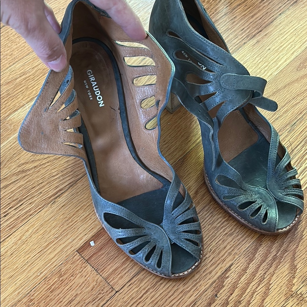 Women's Green Leather Sandals